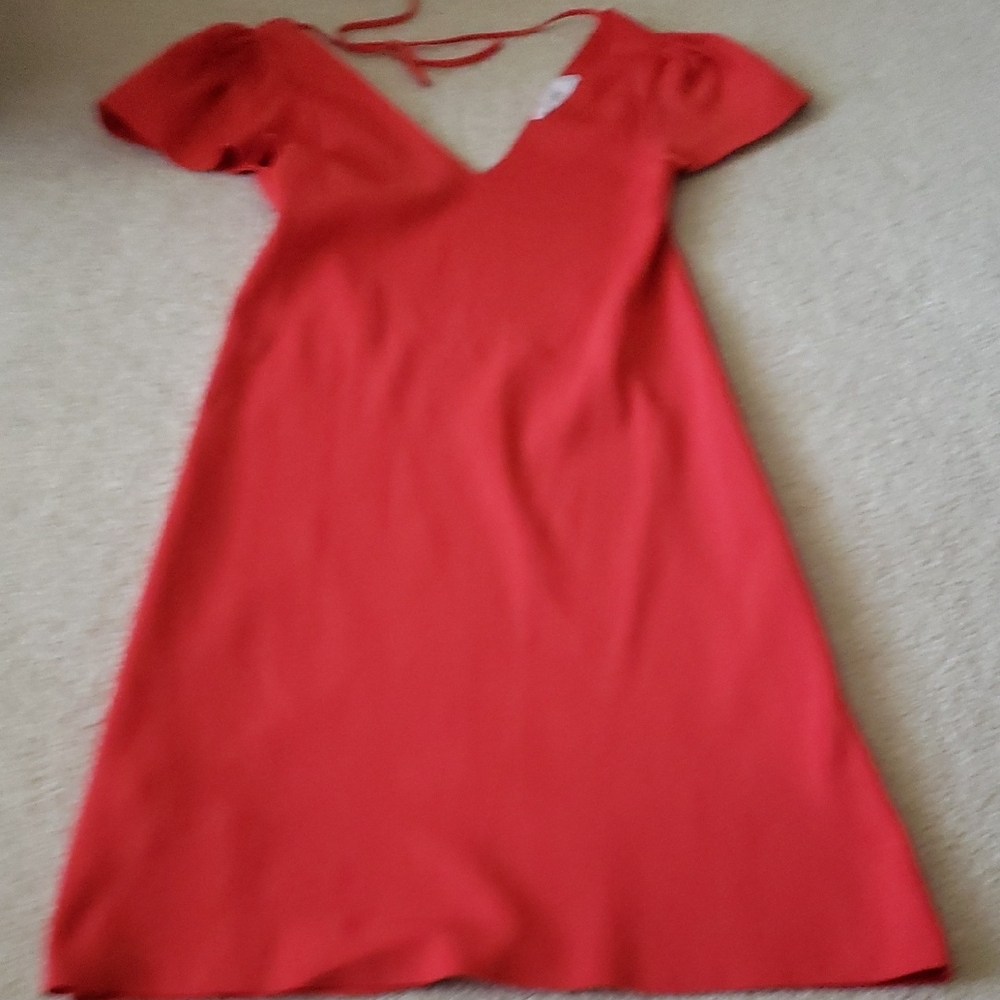 Mango Orange Puff Sleeve Mini Dress